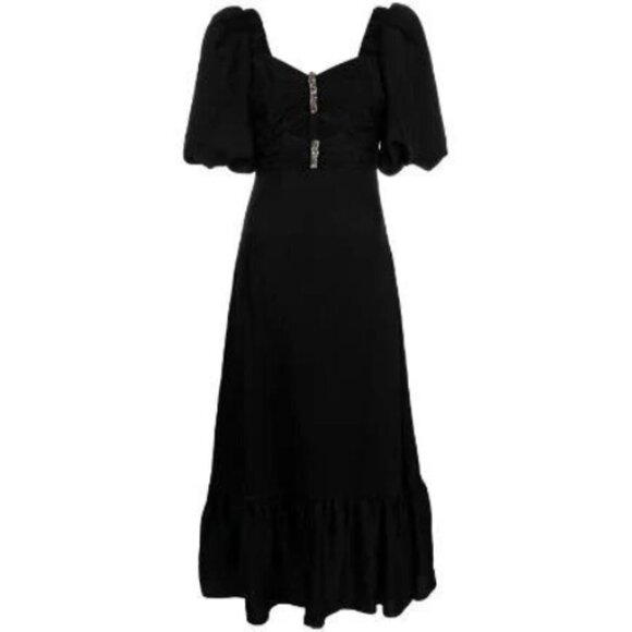 New! Sandro Falbala Embellished Cutout Black Midi Dress 17267 - Picture 2 of 16